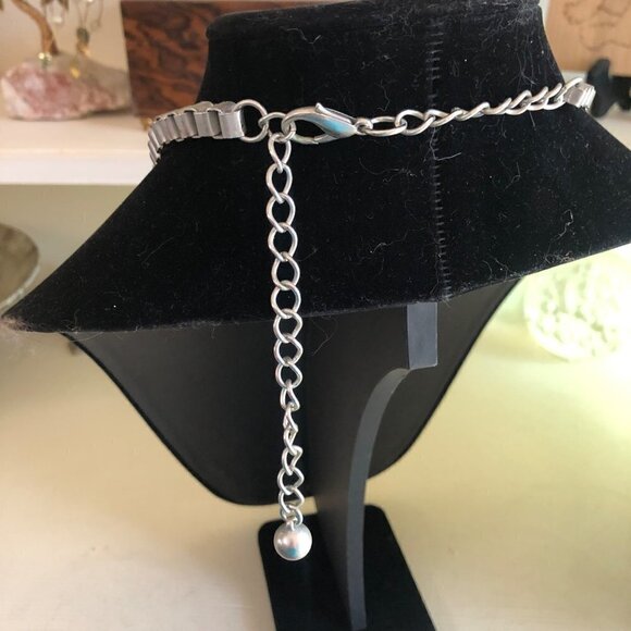 Fashion Jewelry Pewter Necklace Large Dripping Rhinestones 22" to 27" - Picture 7 of 12